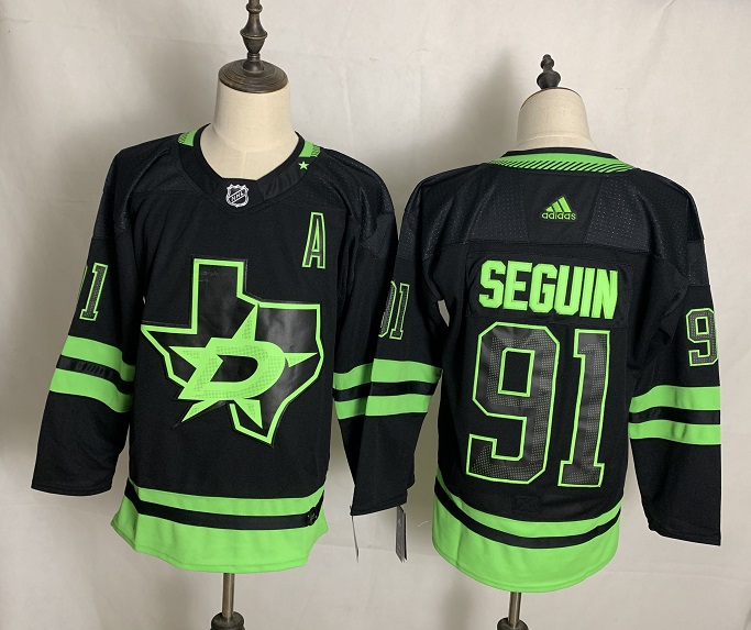 Men Dallas Stars #91 Seguin Black Authentic Stitched 2020 Adidias NHL Jersey